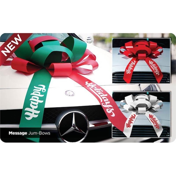 Car Dealer Depot Jumbo Car Bows: Red/Green Bow With White Happy Holidays 531-RGW - main